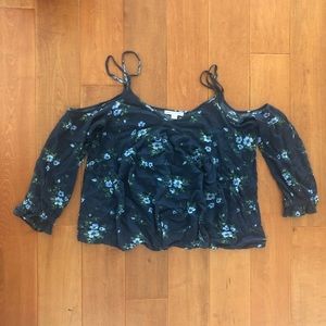 American Eagle Floral Shoulderless Top